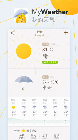 我的天气 · MyWeather－十日天气预报 空气质量 实时温度