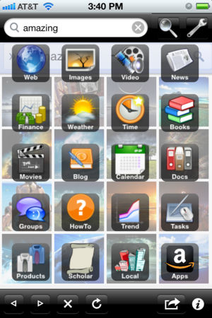 Google Easy Search for iPad, the only app to search facebook, twitter, myspace, youtube, gmail, google docs, bing, etc.